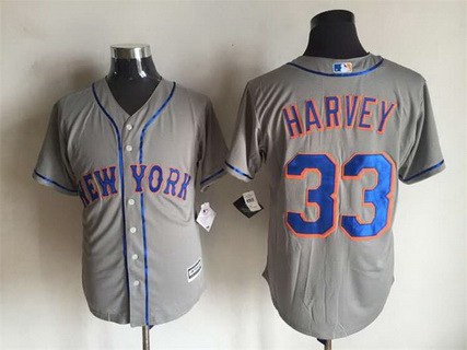Men's New York Mets #33 Matt Harvey Gray Road 2015 MLB Cool Base Jersey
