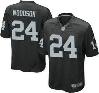 Nike Oakland Raiders #24 Charles Woodson Black Game Jersey