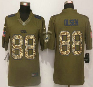 Men's Carolina Panthers #88 Greg Olsen Green Salute to Service 2015 NFL Nike Limited Jersey