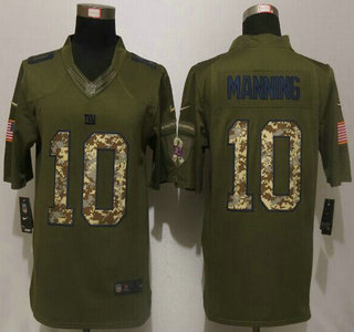 Men's New York Giants #10 Eli Manning Green Salute to Service 2015 NFL Nike Limited Jersey