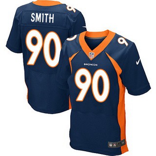 Men's Denver Broncos #90 Antonio Smith Navy Blue Alternate NFL Nike Elite Jersey