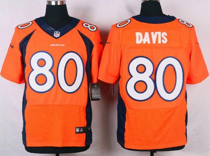 Men's Denver Broncos #80 Vernon Davis Orange Team Color NFL Nike Elite Jersey