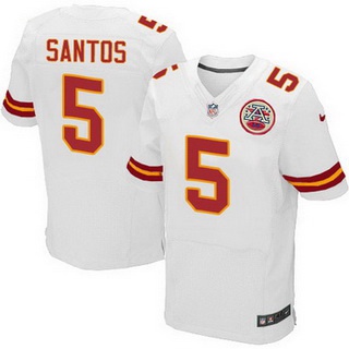 Men's Kansas City Chiefs #5 Cairo Santos White Road NFL Nike Elite Jersey
