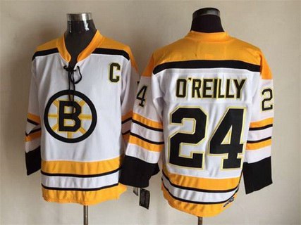 Men's Boston Bruins #24 Terry O'Reilly 1968-69 White CCM Vintage Throwback Jersey