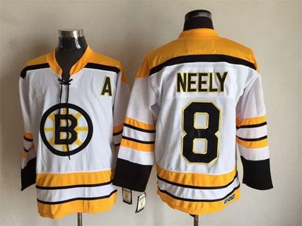 Men's Boston Bruins #8 Cam Neely 1968-69 White CCM Vintage Throwback Jersey