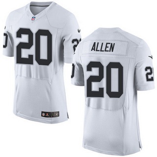 Men's Oakland Raiders #20 Nate Allen White Road 2015 NFL Nike Elite Jersey