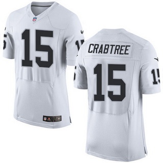 Men's Oakland Raiders #15 Michael Crabtree White Road 2015 NFL Nike Elite Jersey