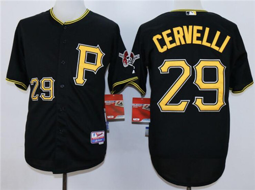 Men's Pittsburgh Pirates #29 Francisco Cervelli Black Cool Base Jersey