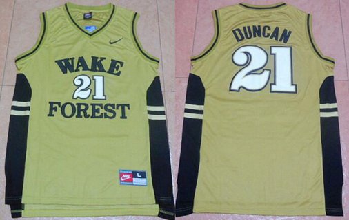 Men's West Forsyth University #21 Tim Duncan Gold College Basketball Nike Swingman Jersey