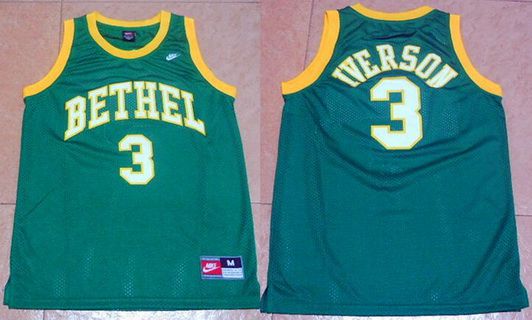Men's Bethel High School #3 Allen Iverson Green Basketball Nike Swingman Jersey