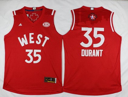 2015-16 NBA Western All-Stars Men's #35 Kevin Durant Revolution 30 Swingman Red Jersey