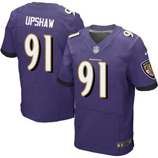 Men's Baltimore Ravens #91 Courtney Upshaw Purple Team Color NFL Nike Elite Jersey