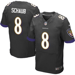 Men's Baltimore Ravens #8 Matt Schaub Black Alternate NFL Nike Elite Jersey