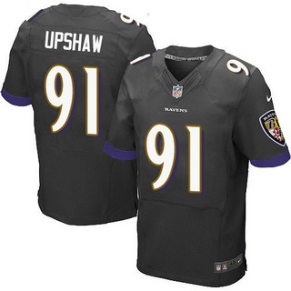 Men's Baltimore Ravens #91 Courtney Upshaw Black Alternate NFL Nike Elite Jersey
