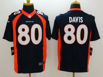 Men's Denver Broncos #80 Vernon Davis Navy Blue Alternate NFL Nike Limited Jersey