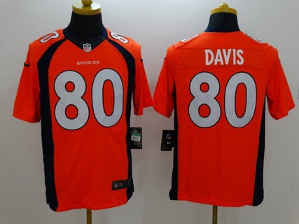 Men's Denver Broncos #80 Vernon Davis Orange Team Color NFL Nike Limited Jersey