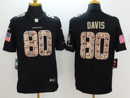 Men's Denver Broncos #80 Vernon Davis Black Salute To Service NFL Nike Limited Jersey