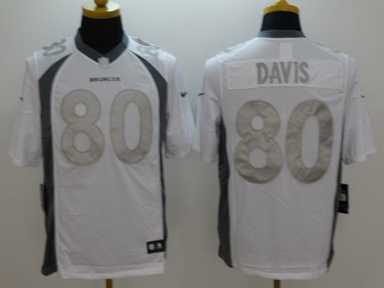Men's Denver Broncos #80 Vernon Davis White Platinum NFL Nike Limited Jersey