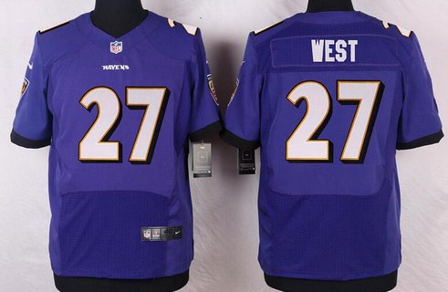Men's Baltimore Ravens #27 Terrance West Purple Team Color NFL Nike Elite Jersey
