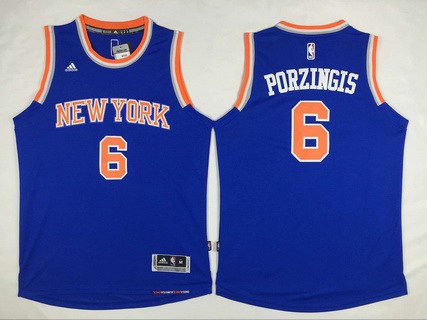 Men's New York Knicks #6 Kristaps Porzingis Revolution 30 Swingman 2014 New Blue Jersey