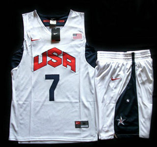2012 Olympic USA Team #7 Russell Westbrook White Basketball Jerseys & Shorts Suit