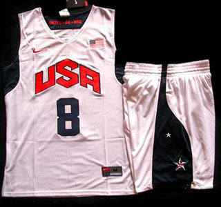 2012 Olympic USA Team #8 Deron Williams White Basketball Jerseys & Shorts Suit