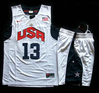 2012 Olympic USA Team #13 Chris Paul White Basketball Jerseys & Shorts Suit