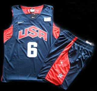 2012 Olympic USA Team #6 LeBron James Blue Basketball Jerseys & Shorts Suit