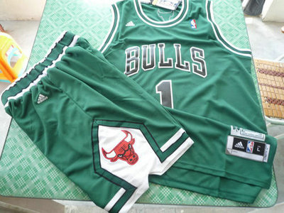 Chicago Bulls 1 Derek Rose white green swingman Basketball Suit
