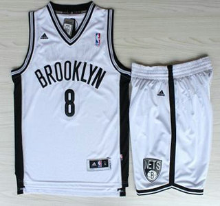 Brooklyn Nets #8 Deron Williams White Revolution 30 Swingman Jerseys Shorts NBA Suits
