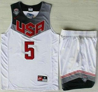 2014 USA Dream Team #5 Kevin Durant White Basketball Jersey Suits