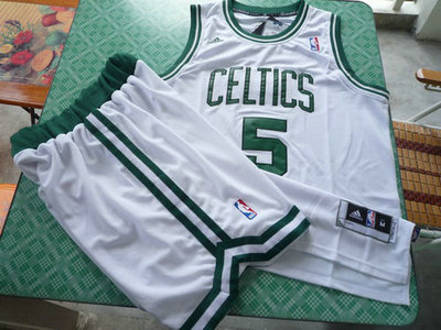 Boston Celtics 5 Kevin Garnett white color Swingman Basketball Suit