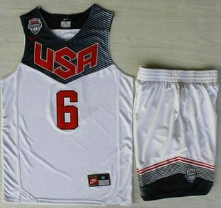 2014 USA Dream Team #6 Derrick Rose White Basketball Jersey Suits