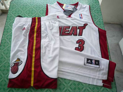 Miami Heat 3 Dwyane Wade white swingman Basketball Suit