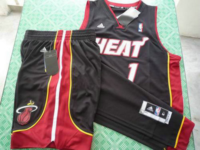 Miami Heat 1 Bosh black swingman Basketball Suit