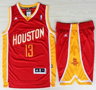 Houston Rockets 13 James Harden Red Throwback Revolution 30 Swingman Jerseys Shorts NBA Suits