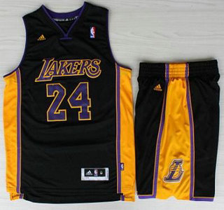 Los Angeles Lakers #24 Kobe Bryant Black Revolution 30 Swingman NBA Jerseys Shorts Suits Purple Number 2013 New Style