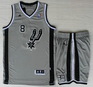 San Antonio Spurs #8 Patrick Mills Grey Revolution 30 Swingman NBA Jersey Short Suits