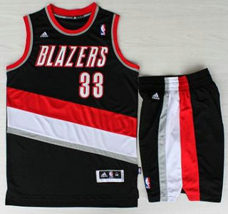 Portland Trail Blazers #33 Scottie Pippen Black Revolution 30 Swingman Jersey Short Suits