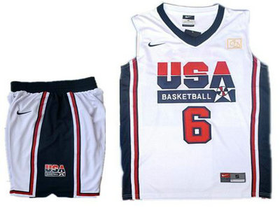 USA Basketball Retro 1992 Olympic Dream Team 6 LeBron James White Basketball Suit