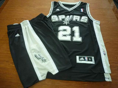San Antonio Spurs 21 Tim Duncan black Basketball Suit