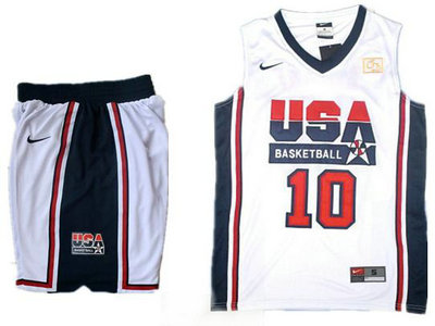 USA Basketball Retro 1992 Olympic Dream Team 10 Kobe Bryant White Basketball Suit