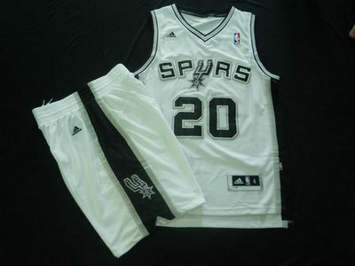 San Antonio Spurs 20 Manu Ginobili White Basketball Suit