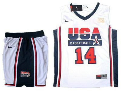 USA Basketball Retro 1992 Olympic Dream Team 14 Charles Barkley White Basketball Suit