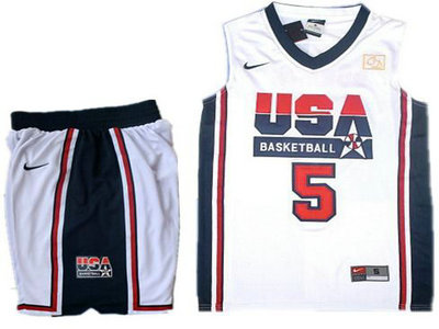 USA Basketball Retro 1992 Olympic Dream Team 5 Kevin Durant White Basketball Suit