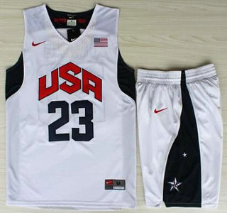 USA Basketball #23 Kyrie Irving White Jersey & Shorts Suit