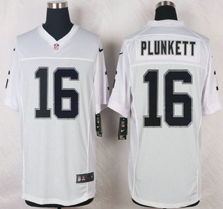 Oakland Raiders #16 Jim Plunkett Nike White Elite Jersey