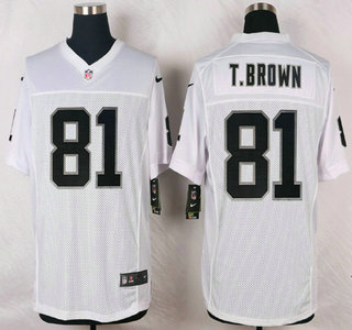 Oakland Raiders #81 Tim Brown Nike White Elite Jersey