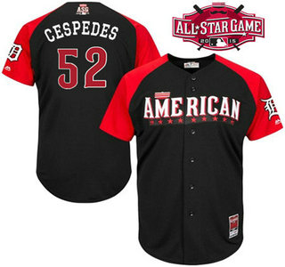 American League Detroit Tigers #52 Yoenis Cespedes Black 2015 All-Star Game Player Jersey