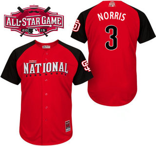 National League San Diego Padres #3 Derek Norris Red 2015 All-Star BP Jersey